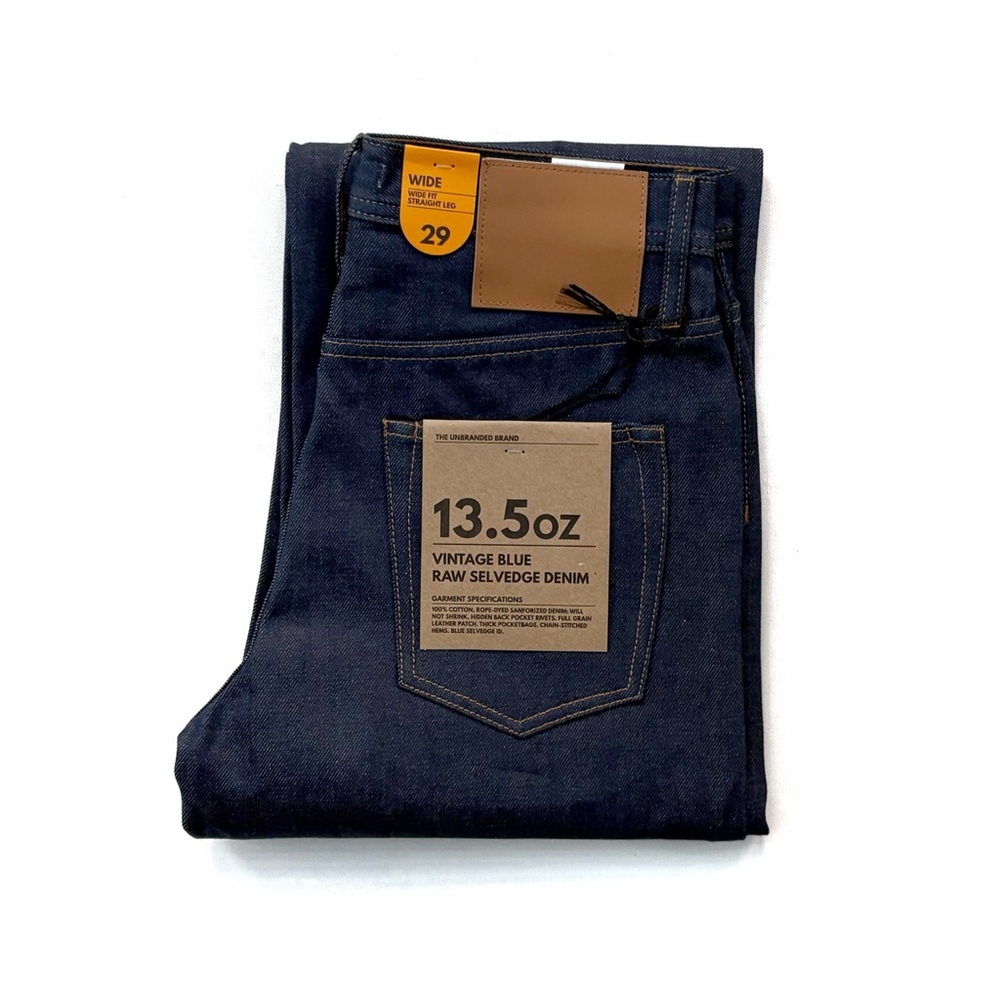 The Unbranded Brand UB754 Vintage Blue Selvedge Denim - Wide Fit Jeans